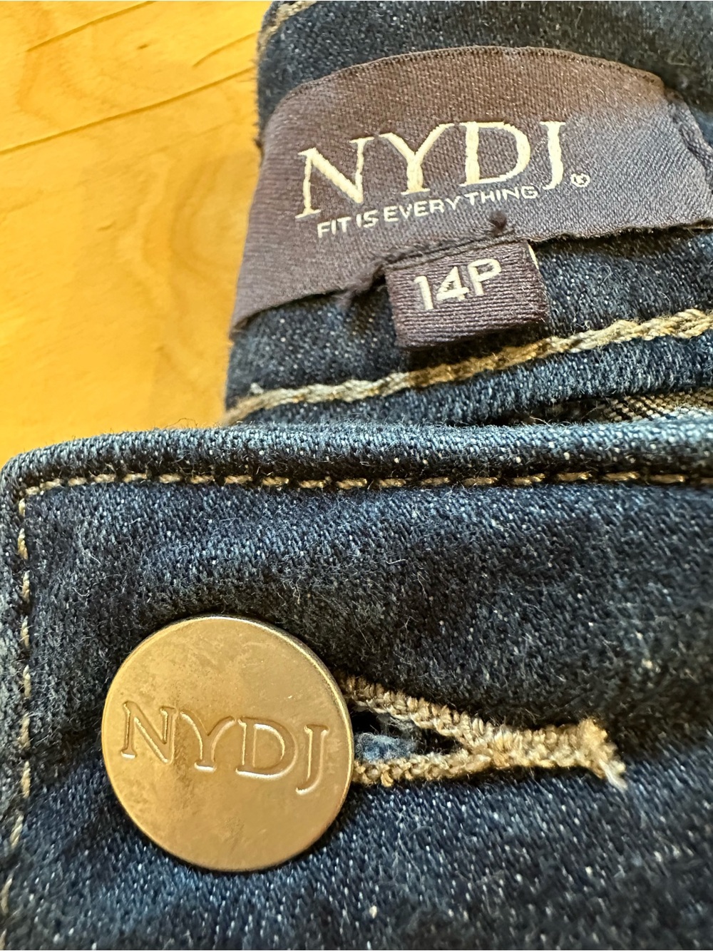 EUC-NYDJ Indigo Denim Jeans with Branded Button